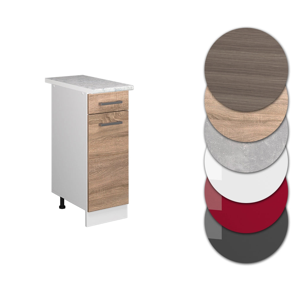 Mobiletto base per cucina R-Line Sonoma/Bianco 30 cm, PL Marmo Vicco