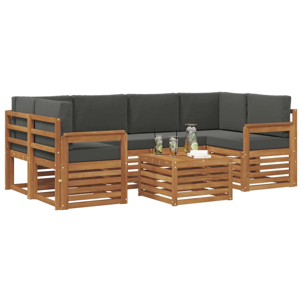 Set di divani da esterno con cuscino 7 pcs Naturale e Antracite