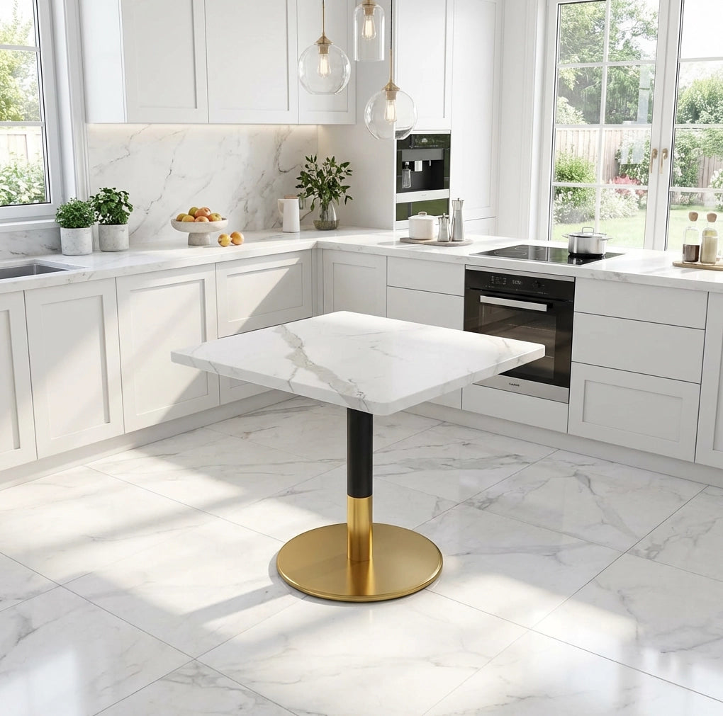 Tavolo da pranzo rettangolare per 2 persone 80x60 cm; bianco e nero