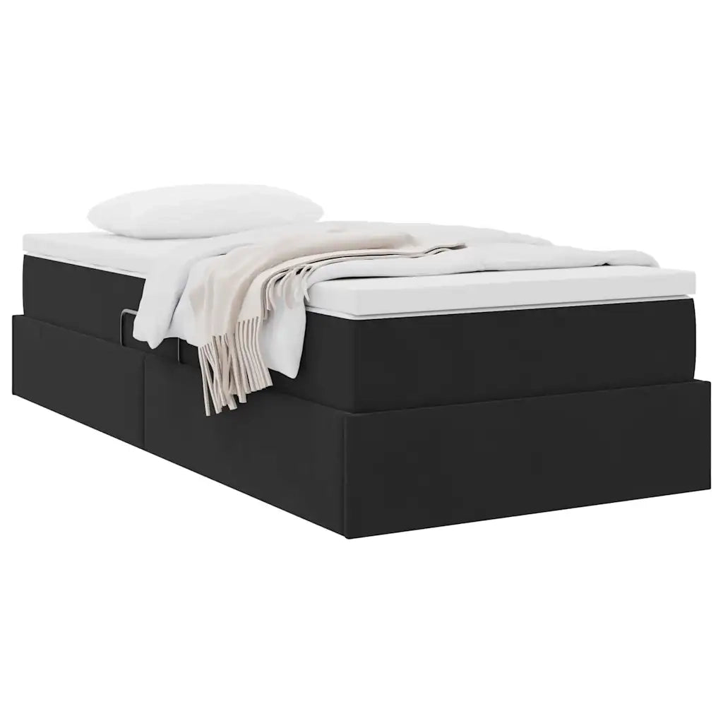 Letto con contenitore e materasso Nero 100 x 200 cm Velluto