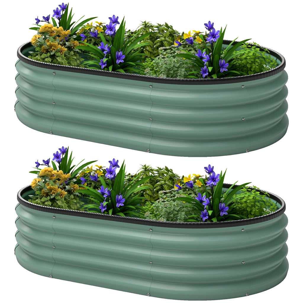 Aiuola Rialzata da Giardino Set 2 Pezzi ¨C Xylo ¨C Metallo Galvanizzato Verde 135x90x30 cm