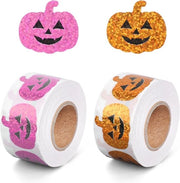 1000 Sticker Halloween - Sticker Pompoen Glitter Rosa e Arancione - Resistent all'Acqua e Autoadesivi - Decorazioni per Bambini, Carte da Invito e Album di Fotografie
