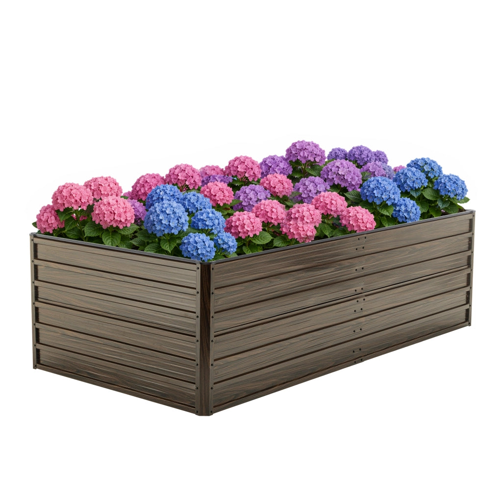 Fioriera Rialzata da Giardino in Metallo ¨C MINIMAL ¨C 219x112x64cm Effetto Legno