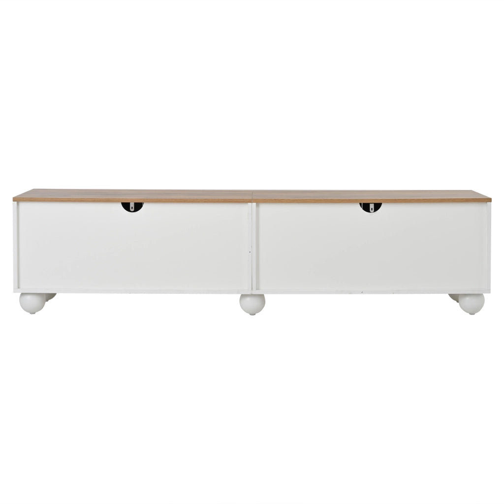 Mobile TV Lowboard ¨C MINIMAL ¨C Bianco/Legno, 4 Ante, 6 Piedi in Metallo, 180x40x45 cm