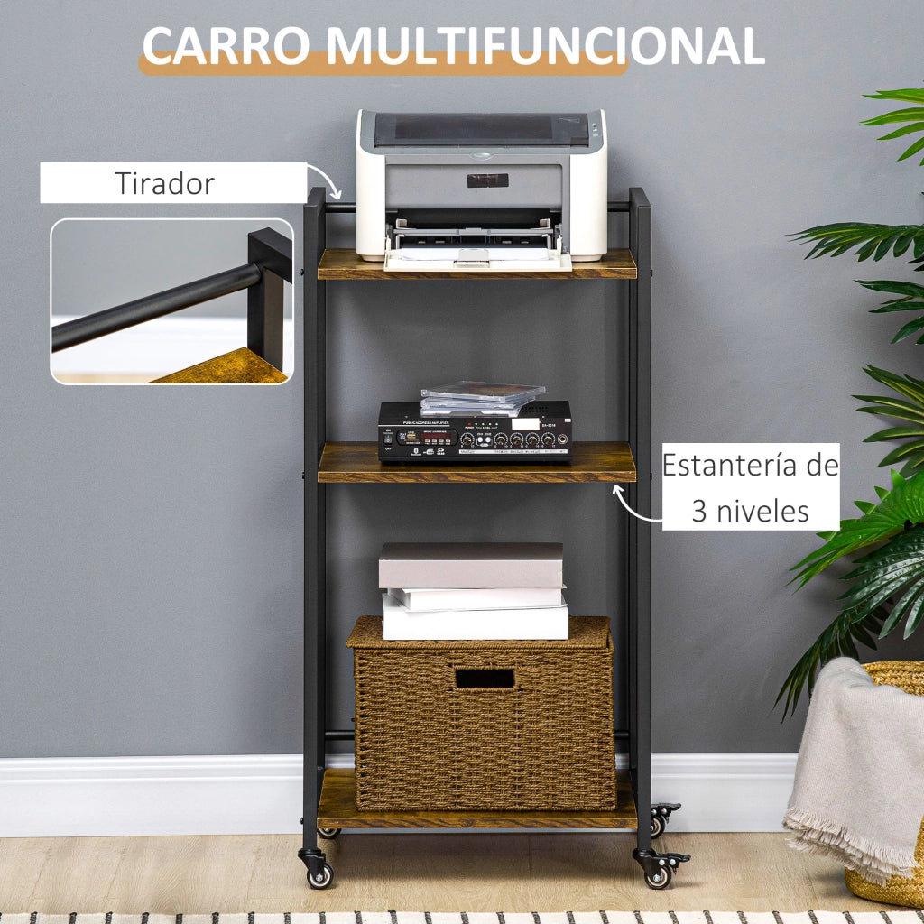 Cassettiera 3 Cassetti con Ripiano per Stampante ¨C Minimal ¨C 50x35x100,5 cm Marrone Rustico