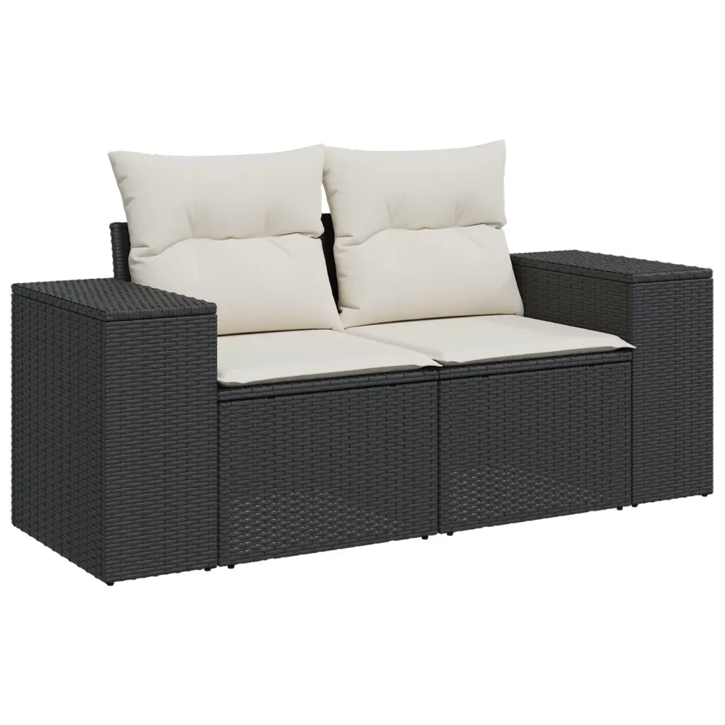 Set Divani da Giardino 9 pz con Cuscini Nero in Polyrattan 3223035