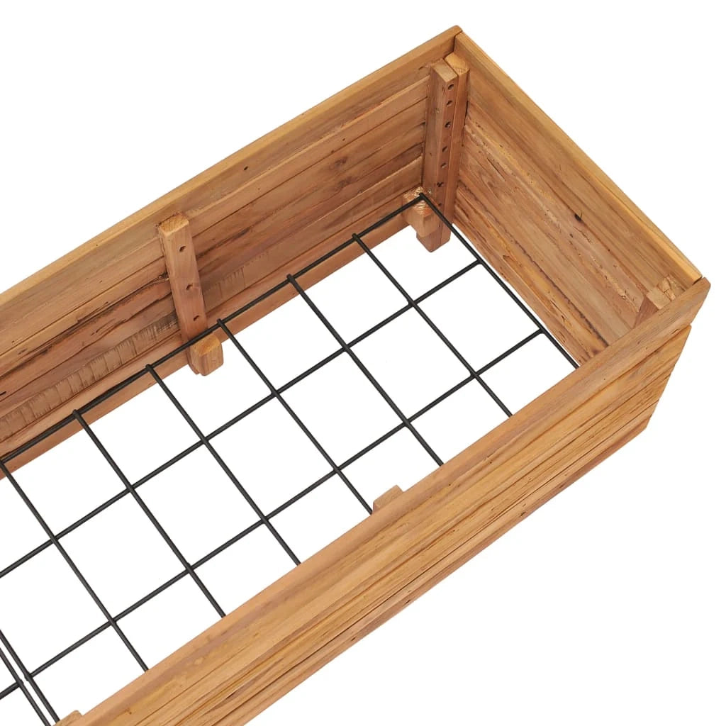 Aiuola rialzata per piante e fiori 150 x 40 x 38 cm legno di teak riciclato e acciaio 02_0000912
