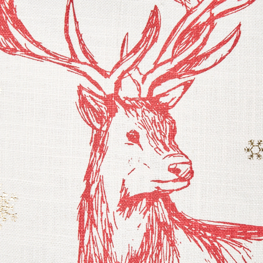 Set di 2 cuscini decorativi in cotone bianco rosso 45 x 45 cm Motivo natalizio Stampa renne Nappe Accessori Decorazione festiva