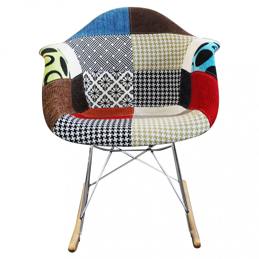 Poltrona Dondolo Moritz 53x47x82 h cm in Legno Patchwork