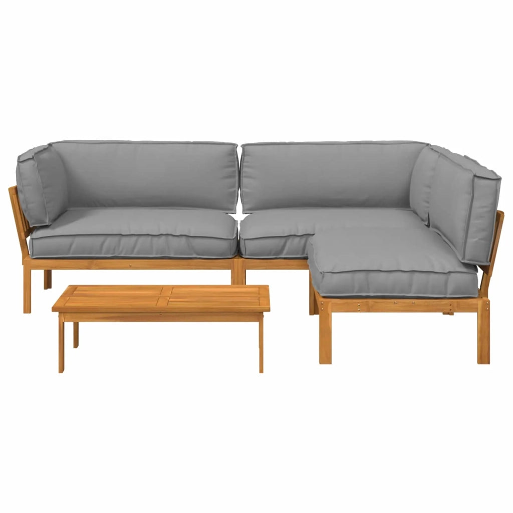 Set di divani 4 pcs Grigio Legno di Acacia Massello 3418555