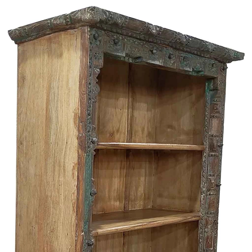 Libreria in legno artigianale marrone 112x43x205h