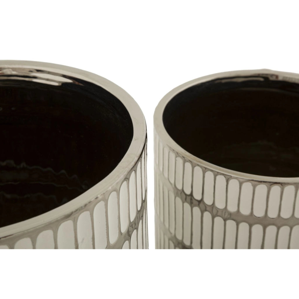 Set di 2 Vasi Decorativi VKH386, Bianco, Ceramica, 22,5x22,5x24 cm
