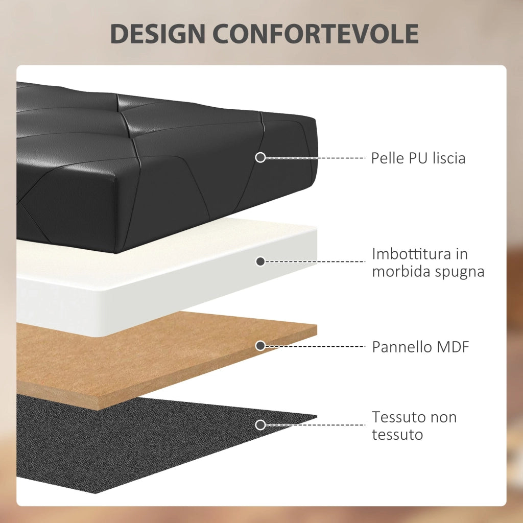 Panca Contenitore Pieghevole 84L 76x38x38 cm in Finta Pelle Nero