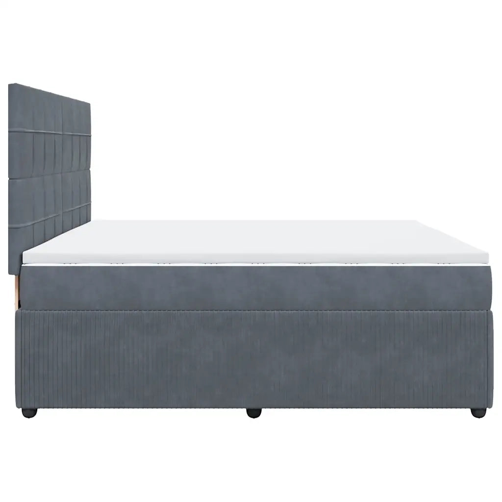 Giroletto a Molle con Materasso Grigio Scuro 200x200 cm Velluto 3292431