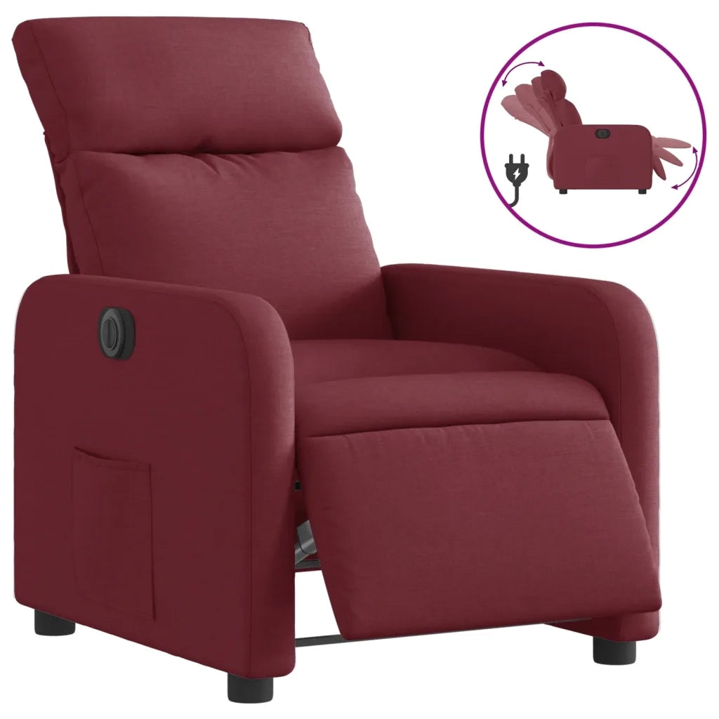 Poltrona Elettrica Reclinabile-Divano Sedia Rosso Vino in Tessuto 446084
