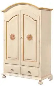 Armadio in legno Shabby chic mod cipolla avorio anticato decorato a mano