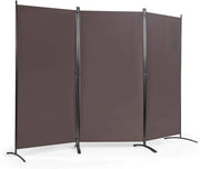 Paravento da Interno in Metallo, Separé Divisorio Interno Pieghevole con Piedini Stabili, Pannelli Divisori per Interni per Casa e Ufficio, 260 x 183cm, 3 Pannelli, Marrone