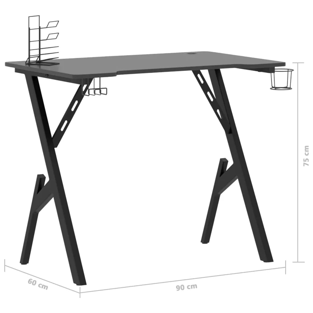 Scrivania tavolo postazione di lavoro mobile per computer studio per computer scrivania da gioco con gambe a Y 90 x 60 x 75 cm nero 02_0023772