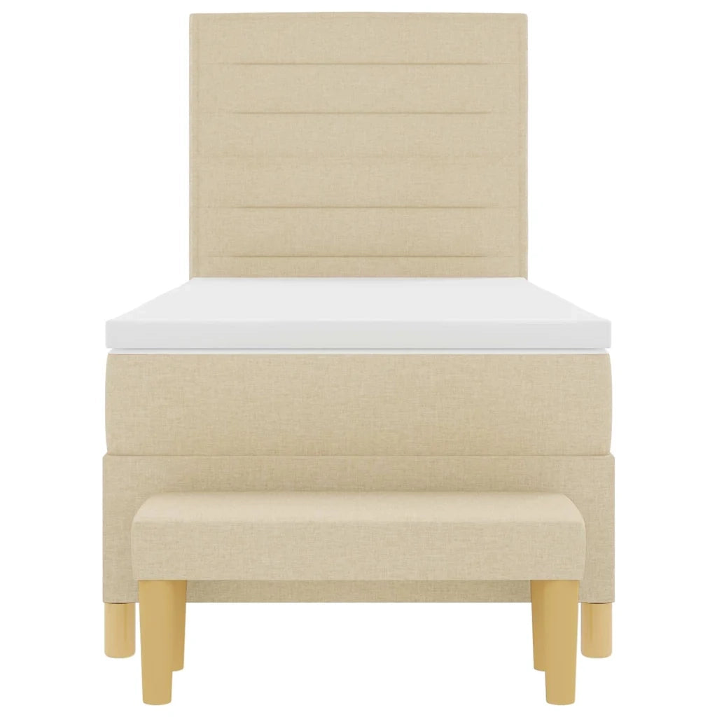 Letto a molle con testiera Crema 200 x 90 cm Tessuto 3344182