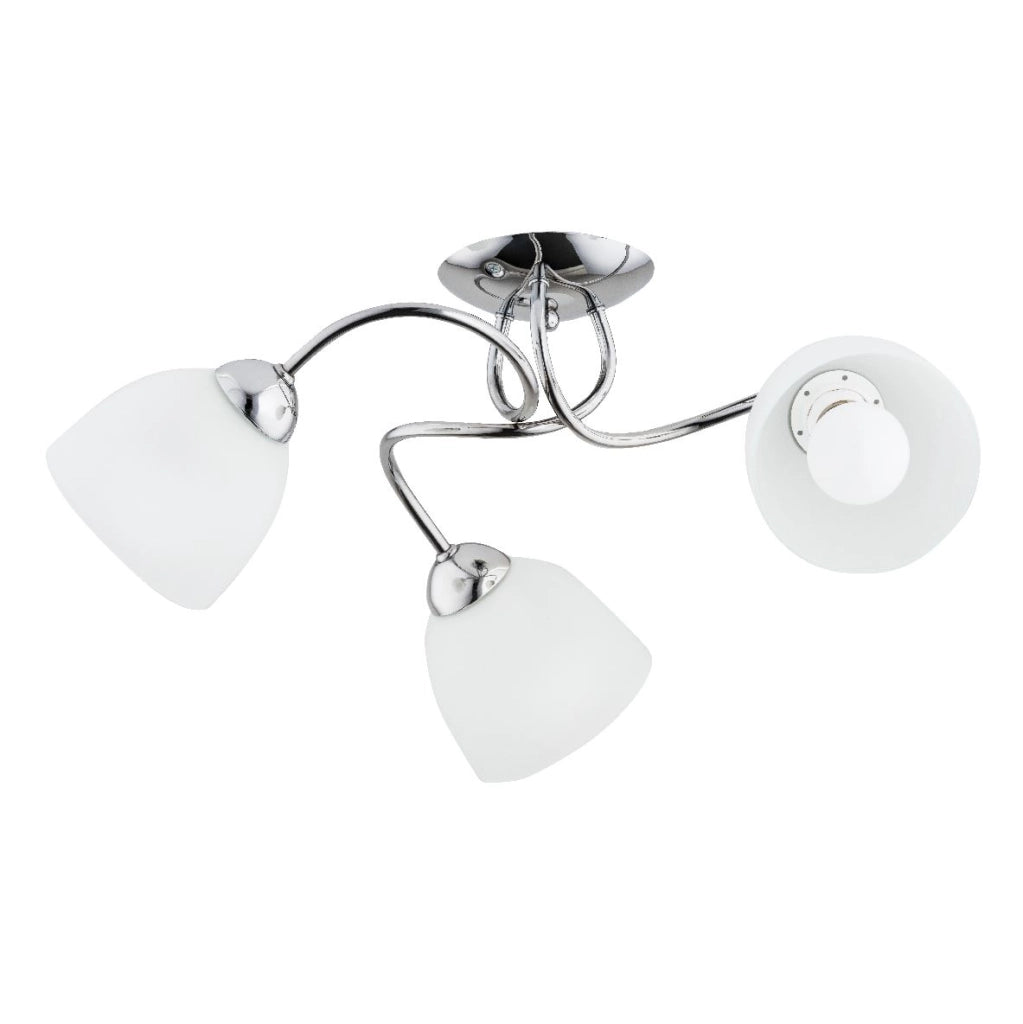 Plafoniera moderna SILIA cromata 3 luci E27 vetro bianco
