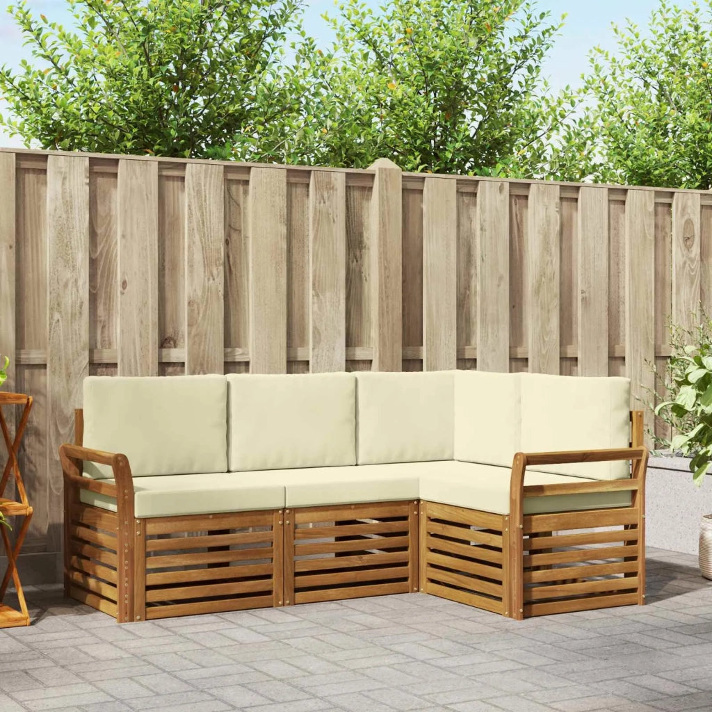 Set divani 4 pcs Naturale e Crema Legno di Acacia Massello 3374730