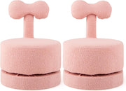 Set di 2 Poltrone Girevoli a 360° per Bambini, Divani per Bambini in Velluto con Schienale a Fiocco, Seduta Imbottita e Piedini Antigraffio, Sedie Rotonde per Sala Giochi e Cameretta