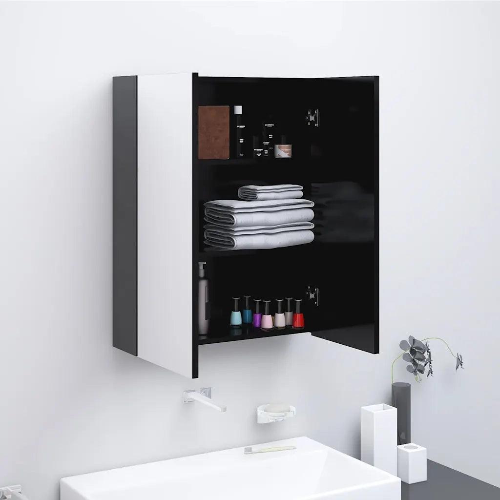 Armadietto a Specchio per Bagno | Armadio da bagno 60x15x75 cm MDF Antracite