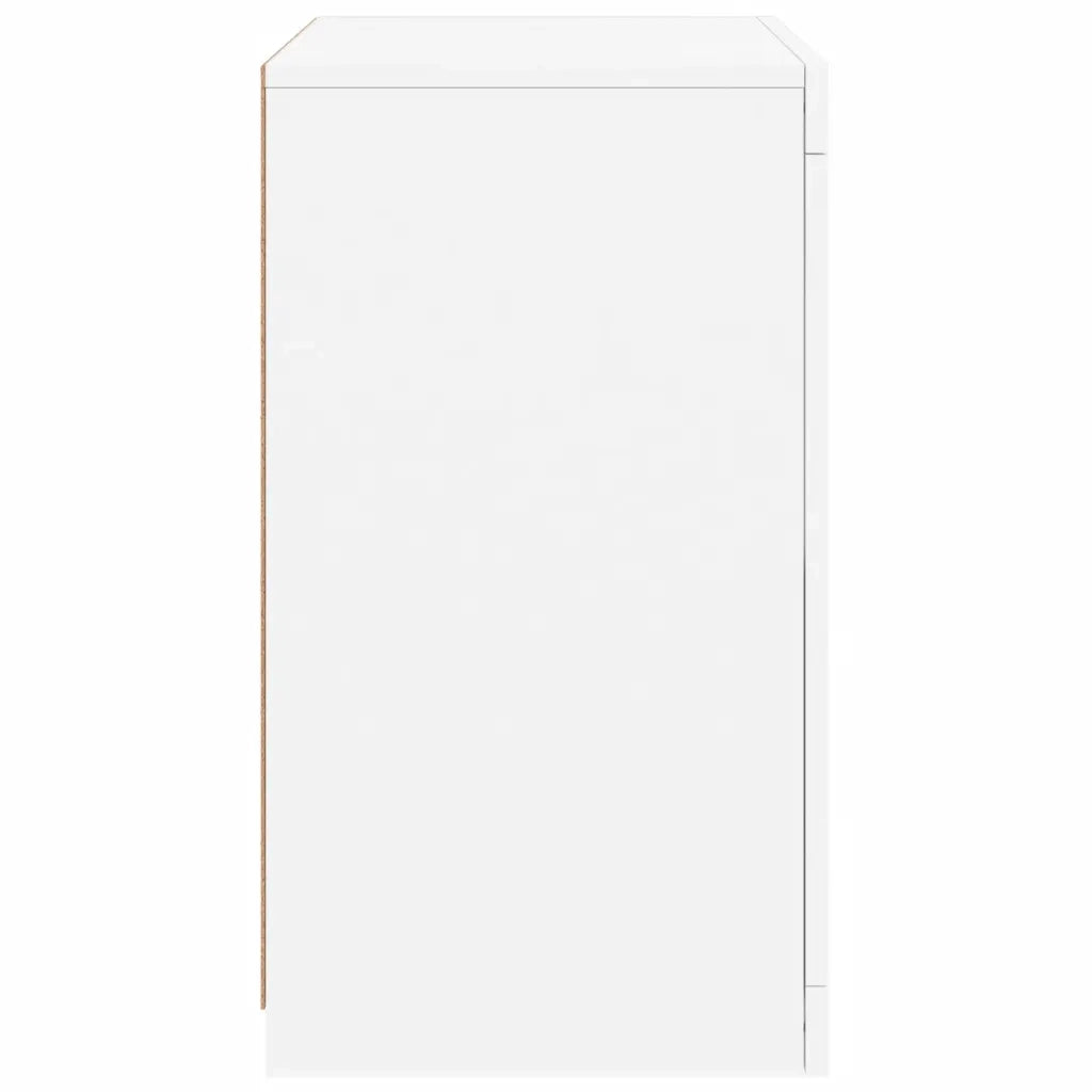 Armadietti con Luci LED 2pz Bianchi in Legno Multistrato 836631