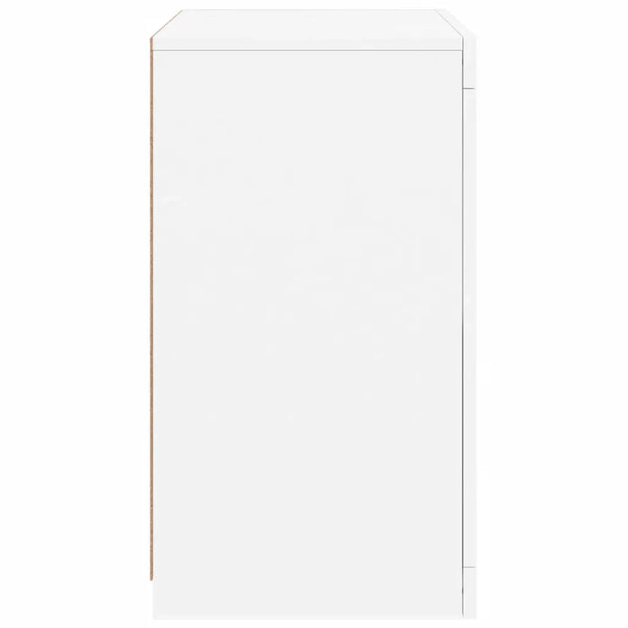 Armadietti con Luci LED 2pz Bianchi in Legno Multistrato 836631