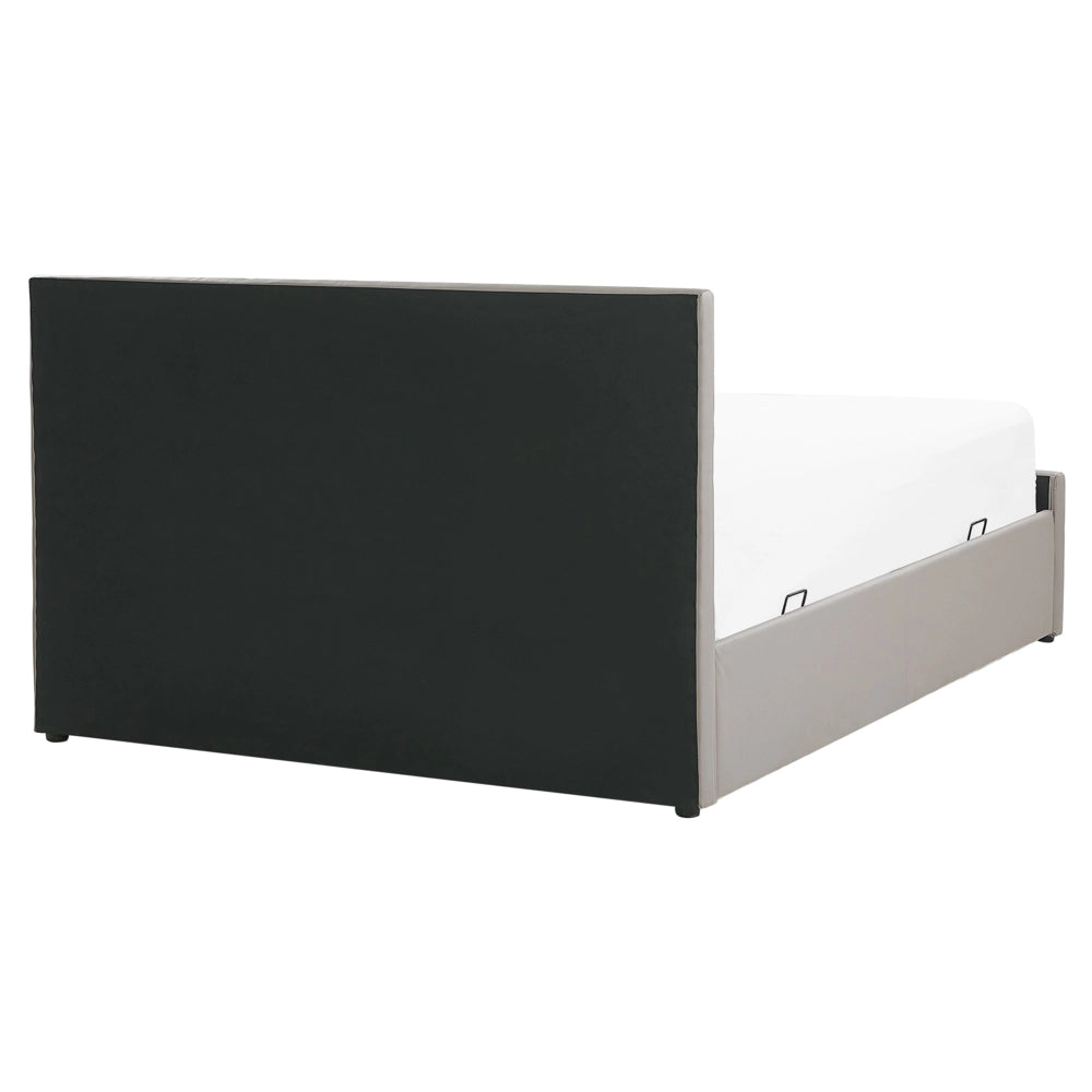 Letto contenitore Tappezzeria in pelle sintetica color talpa 160 x 200 cm con base a doghe Testiera trapuntata a diamante