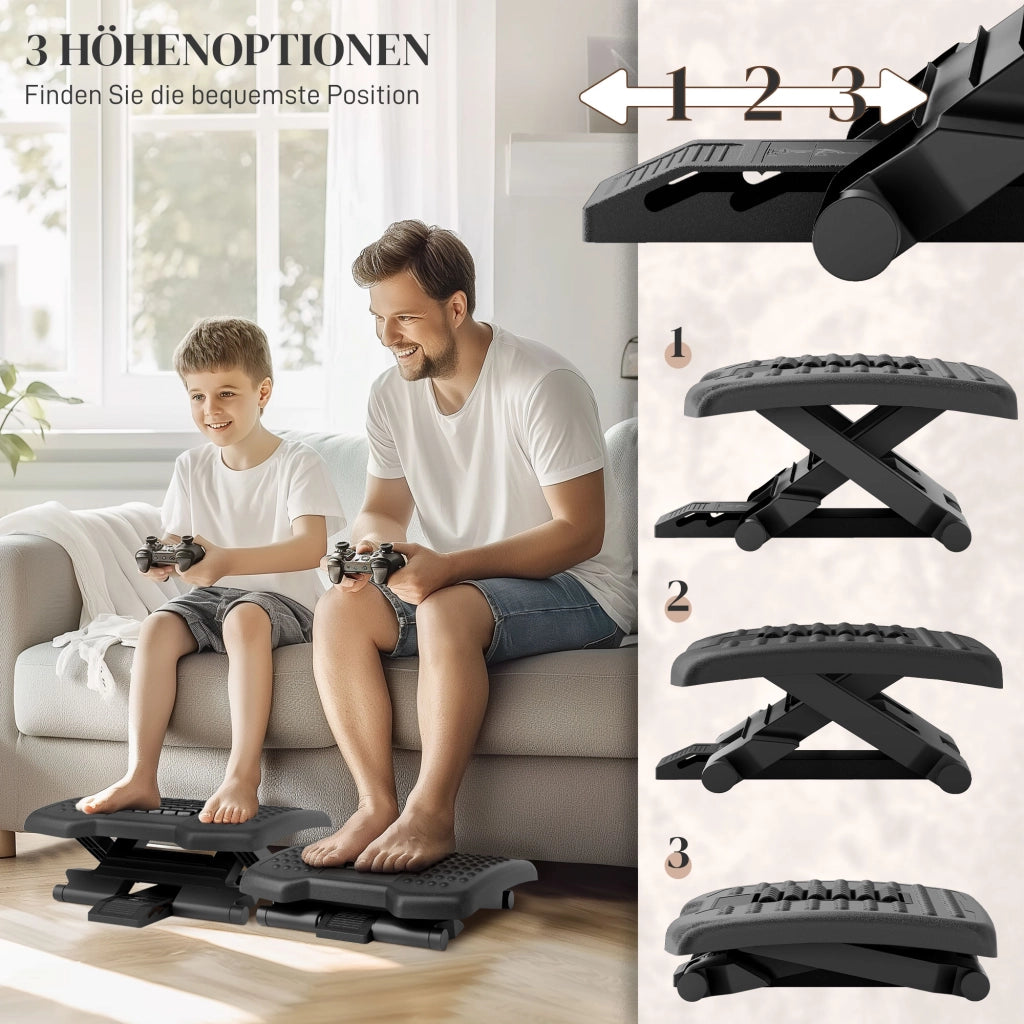 Poggiapiedi da scrivania regolabile in altezza, supporto ergonomico antiscivolo, per ufficio domestico e ufficio, nero.