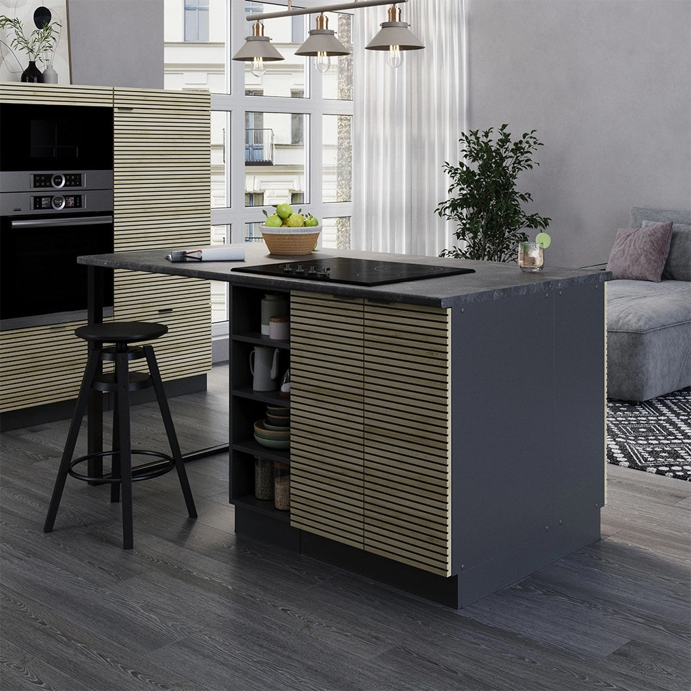 Isola cucina Fame-Line Pannello in quercia/Antracite 90 cm senza piano di lavoro Vicco