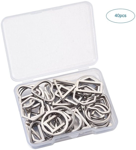 Anello di Connettore per Gioielli - 40 Unità - Acciaio Inossidabile - 8 Forme - Adatto per Creare Collane/Orecchini