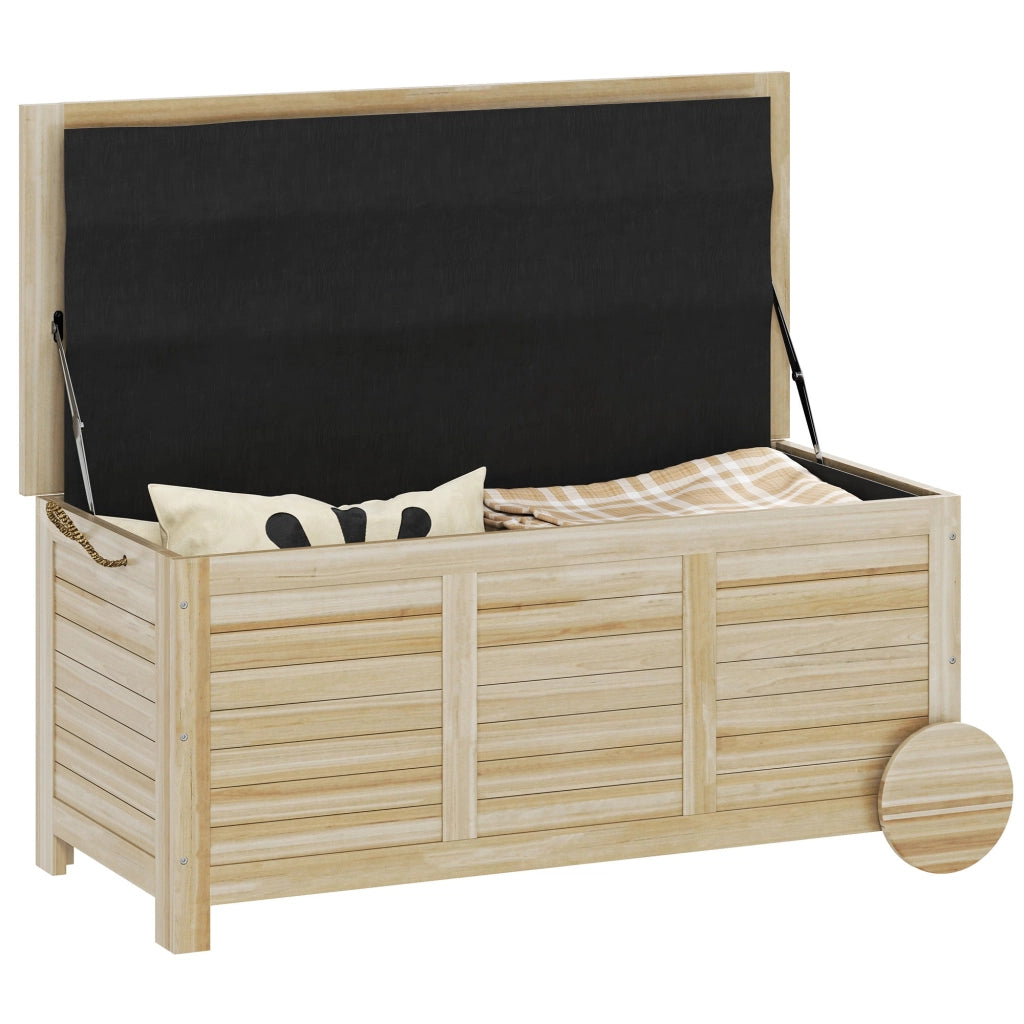Baule Cassapanca da Esterno 110x50x50 cm a 2 Ruote con Telo Interno in Legno di Abete