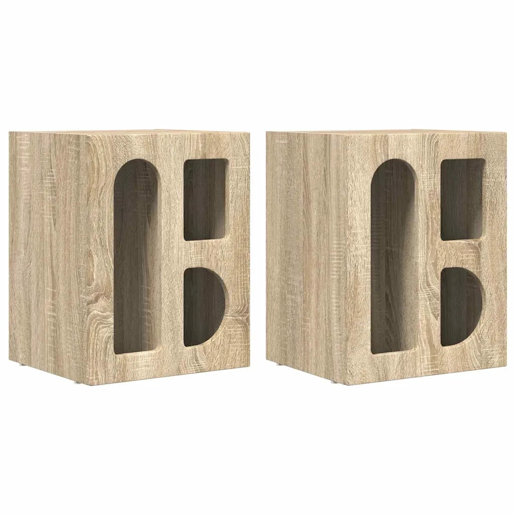 Comodino 2 pcs Rovere Sonoma 40 x 35 x 50 cm Legno multistrato 891249