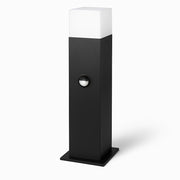Paletto luminoso da giardino con sensore di movimento, attacco E27, IP44, alluminio e diffusore acrilico, lampione per esterni Color: Nero