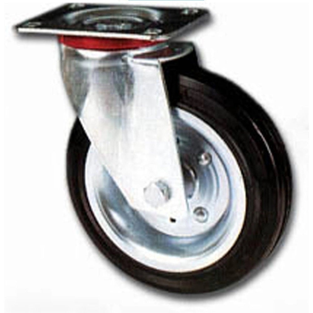 Trade Shop - Ruota In Gomma Con Piastra Girevole Avo Flangia In Acciaio Ruote Per Carrelli -    -80 Mm   -