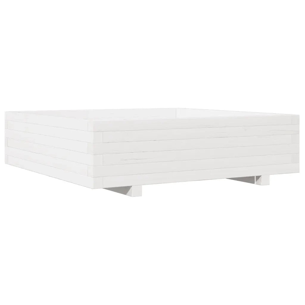 Fioriera da Giardino-Vaso da Esterno Bianca 90x90x26,5cm Legno Massello di Pino