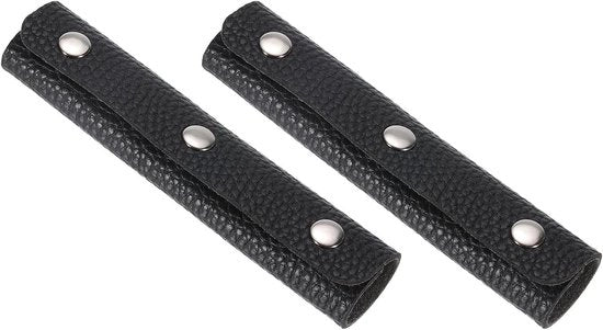 Set di 2 borse trendy con rivestimento in PU e fodero in nero - Ideale per shopping e valigie - Maniglie e 3 chiusure - Dimensioni 13 x 10 cm