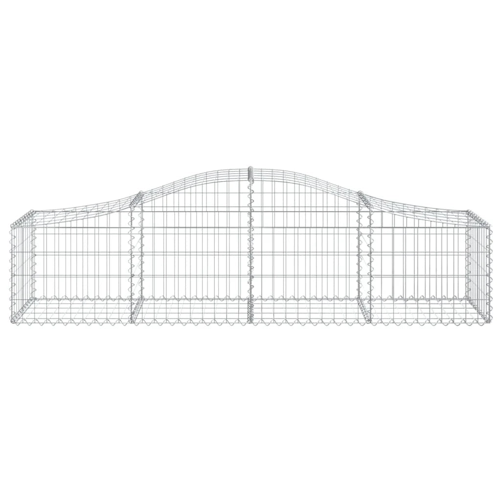 Cesto gabbione recinzione a gabbia muro di contenimento ad arco 200 x 50 x 40/60 cm ferro zincato argento 02_0040040