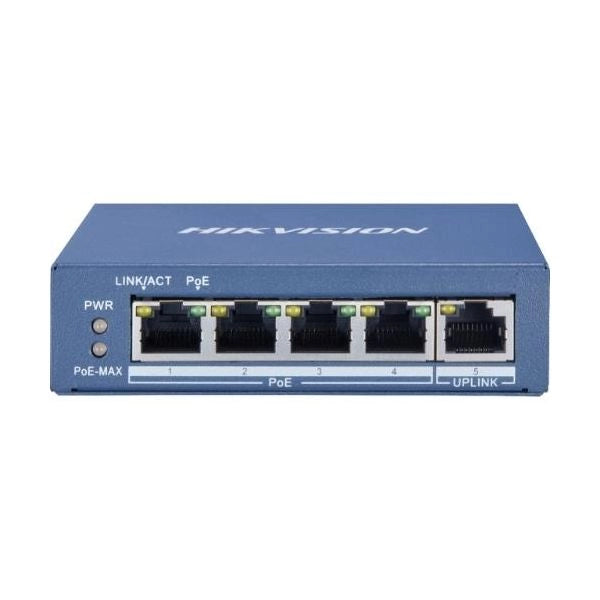 Hikvision switch poe metallico,4 gigabit, 32w - ds-3e0505p-e/m