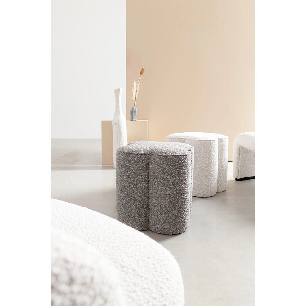 Pouf Sagomato in Tessuto Bouclé Effetto Naturale - WALKER
