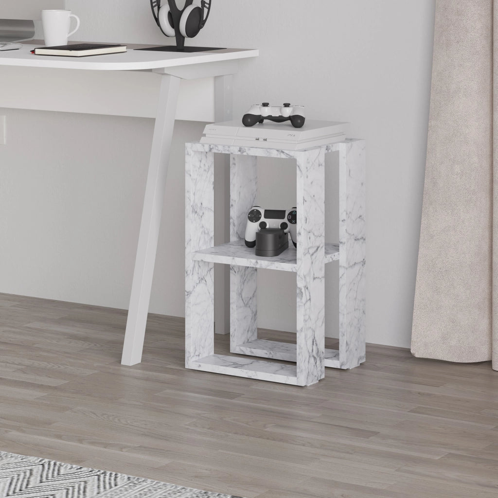 Comodino in legno "Lonie" 30 x 30 x 55 cm - marmo di Carrara