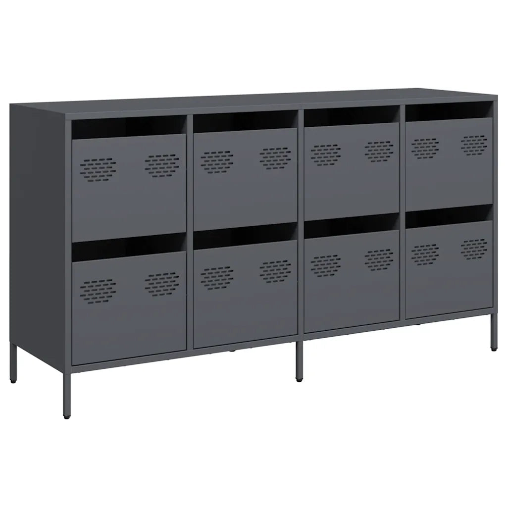 Credenza Antracite 135x39x73,5 cm in Acciaio Laminato a Freddo