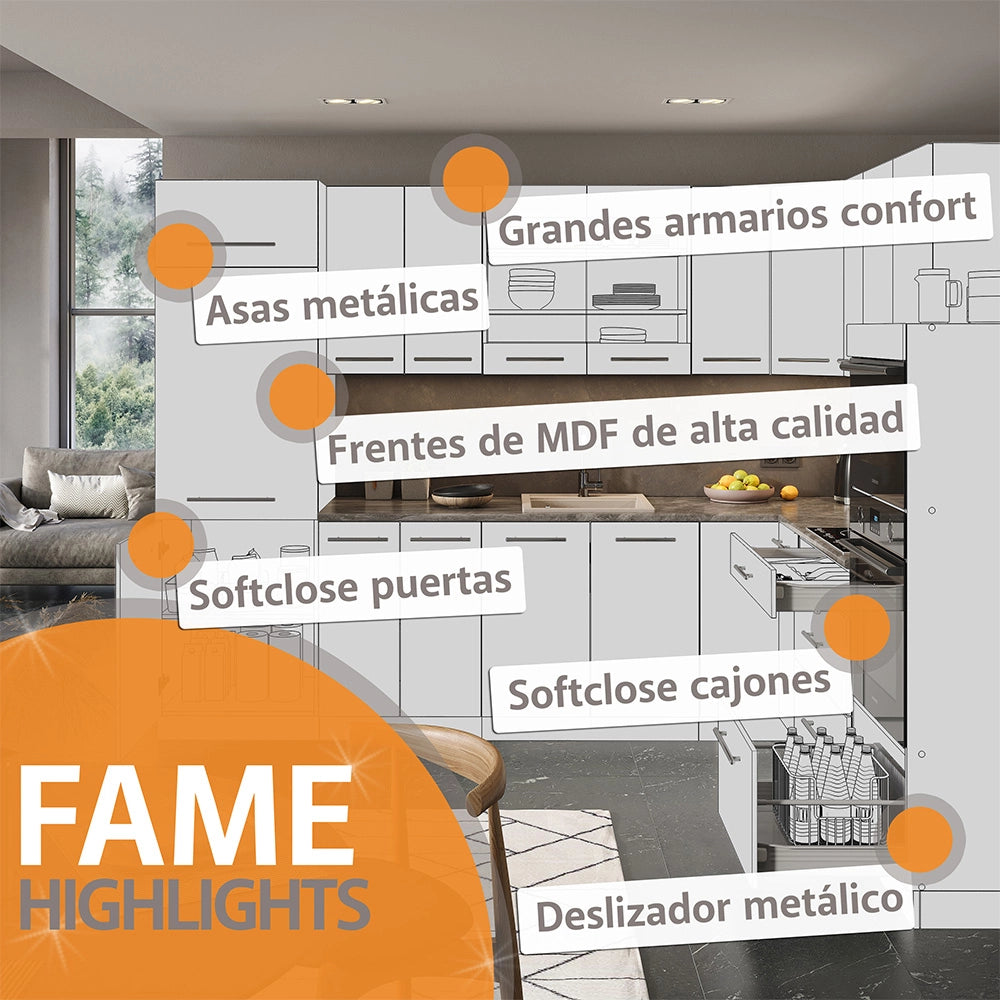 Armadio cucina dispensa alto Fame-Line Verde-oro rustico/Rovere dorato 30 cm, PL Marmo Vicco