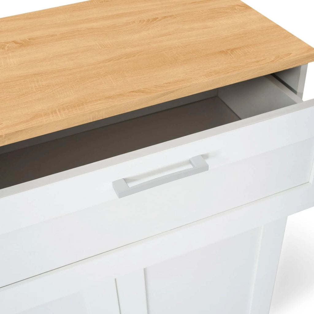 IDMarket - Credenza VITO 100 cm con 3 ante e 1 cassetto, bianco e piano in legno
