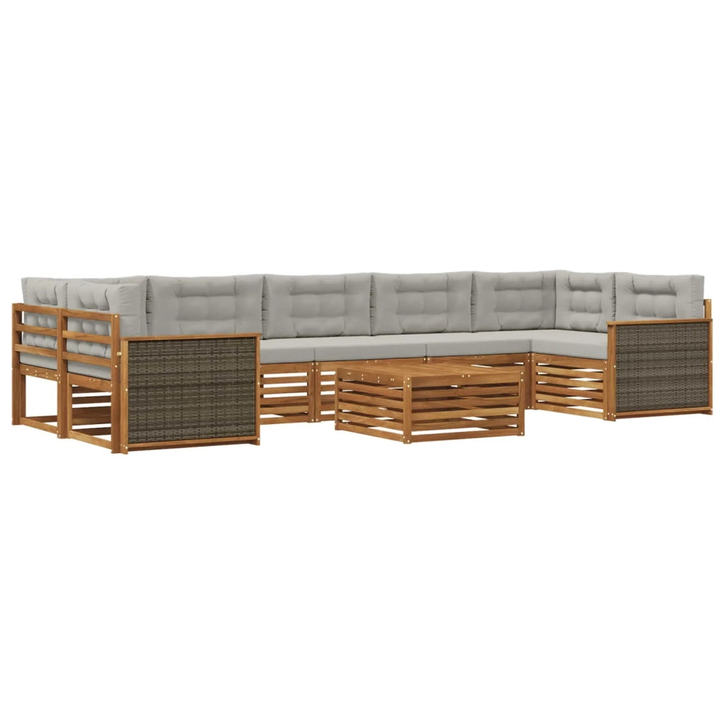 Set di divani da esterno 8 pz Naturale e Grigio Chiaro 3383139