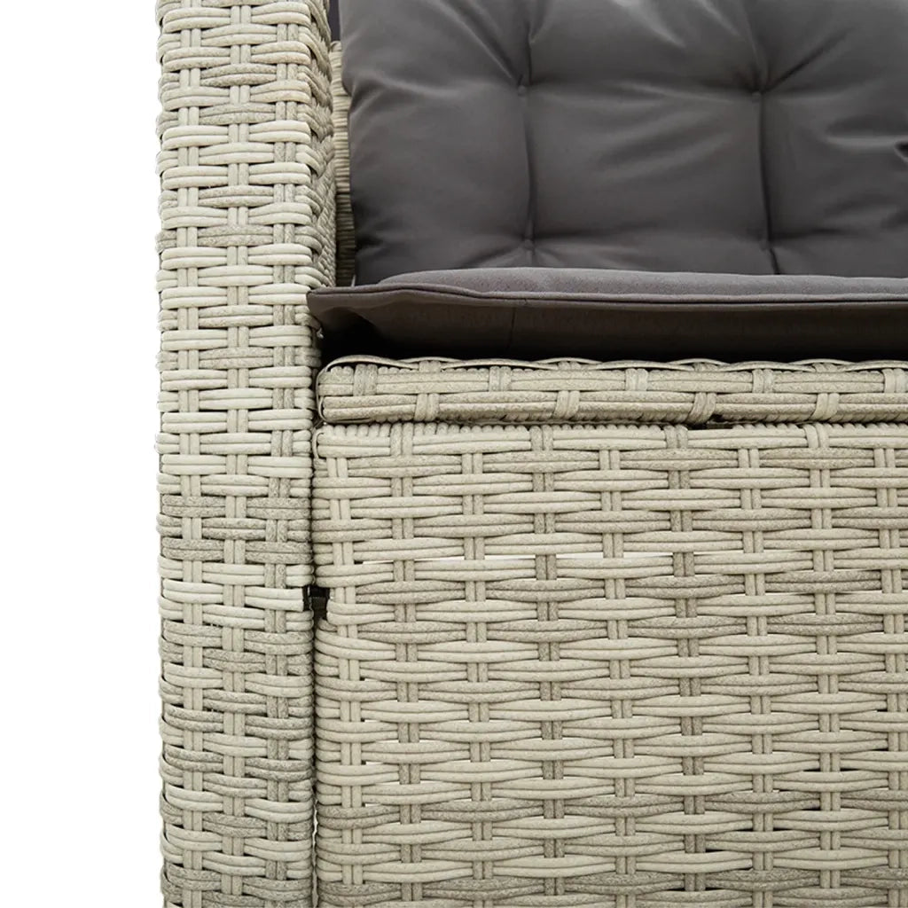 Divano Giardino | Set Salotto da Giardino Tavolo e Cuscini a L Grigio Chiaro Polyrattan