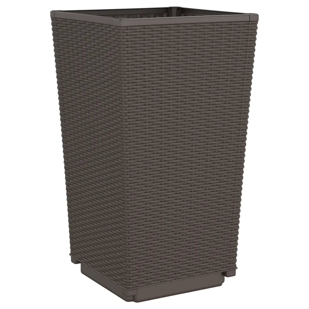 Fioriere da Giardino 4 pz Marrone 32,5x32,5x57 cm in PP