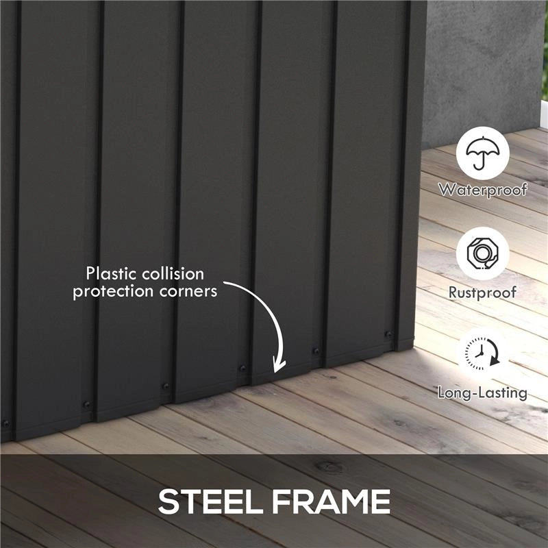 PANCA CONTENITORE DA 450L CON 2 ROTELLE E MANIGLIE IN ACCIAIO E PP 125.5X61.5X70 CM GRIGIO SCURO